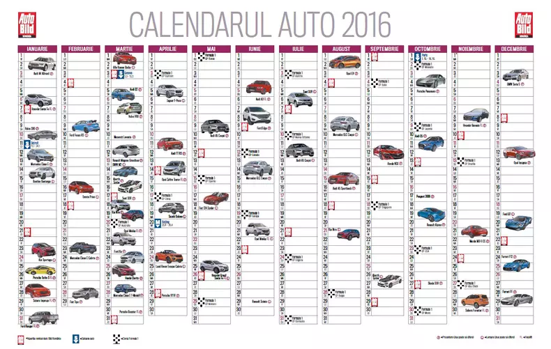 calendarul noutatilor auto 2016