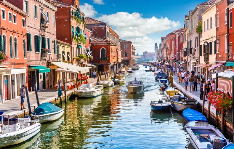 Island,Murano,In,Venice,Italy.,View,On,Canal,With,Boat