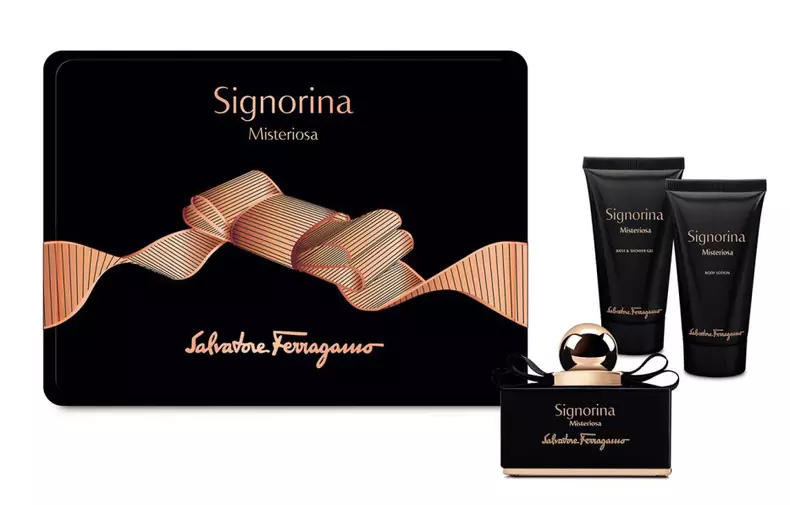 Set, parfum, gel de duș, loțiune de corp, Salvatore Ferragamo, Signorina Misteriosa, 376 lei, disponibil Sephora
