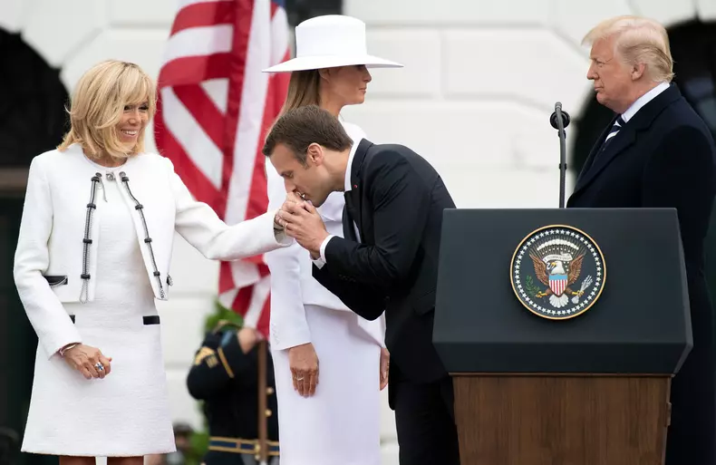 The arrival ceremony of the President of France and Mrs. Macron at the White House