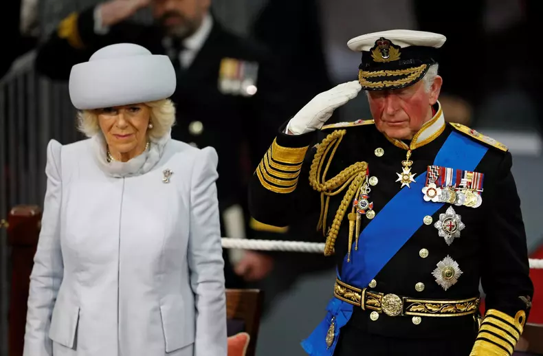 Commissioning of HMS Prince of Wales aircraft carrier in England