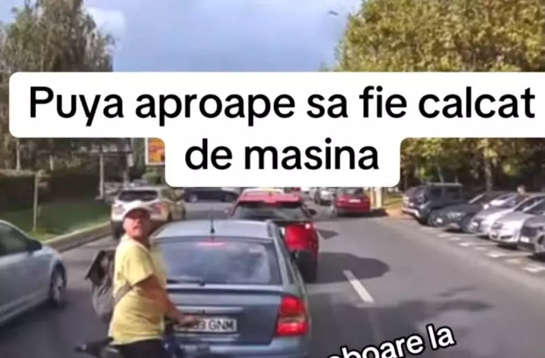 Puya pe bicicleta pe strada