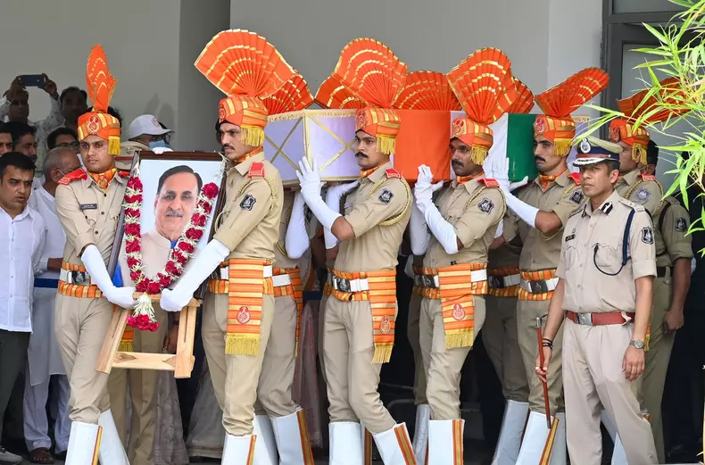 Air India Crash Victim Former Gujarat CM Vijay Rupani's Mortal Remains Handed Over To His Family, Ahmedabad - 16 Jun 2025