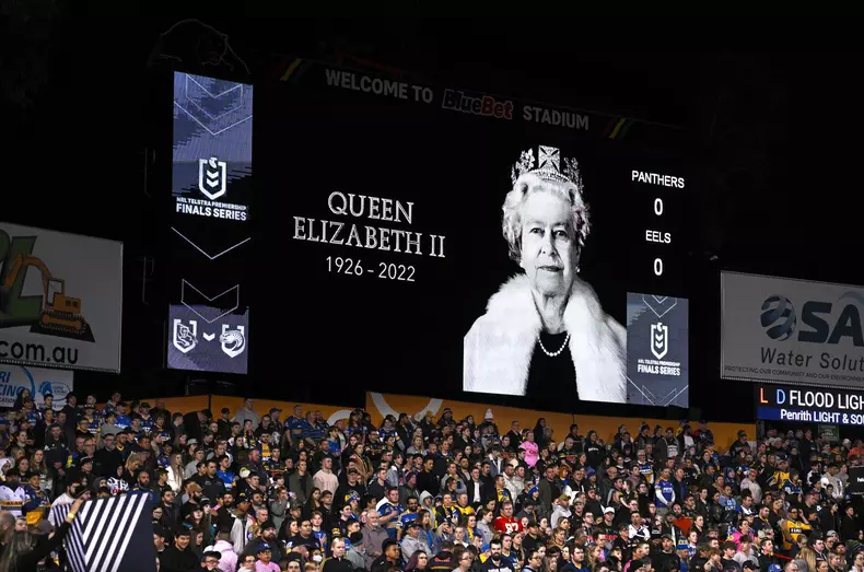 Minute of silence following the death of Britain's Queen Elizabeth II prior to NRL match in Sydney