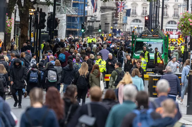 Mourners arrive for the Queen's funeral, London, UK - 19 Sep 2022
