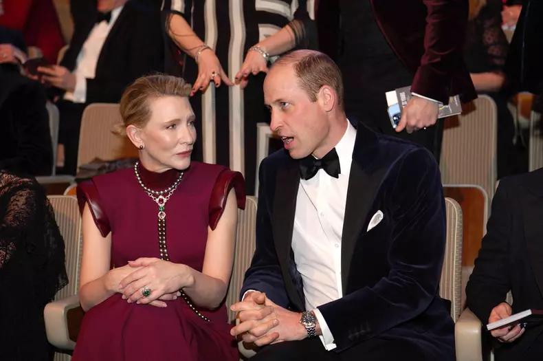 Cat Blanchett a fost așezată lângă William, Prinț de Wales și președinte al celei de-a 77-a ediții a Premiilor BAFTA