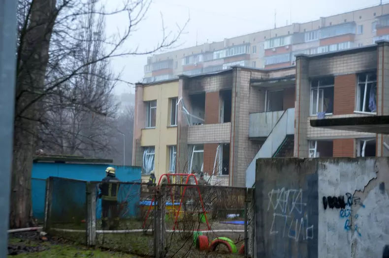 Deadly helicopter crash in Brovary, Ukraine - 18 Jan 2023