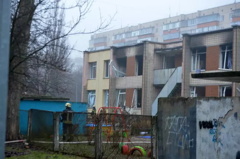 Deadly Helicopter Crash Site In Brovary, Ukraine