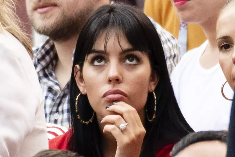 Georgina Rodriguez dans les tribunes du match "Portugal-Maroc" lors de la Coupe du Monde de Football 2018 à Moscou