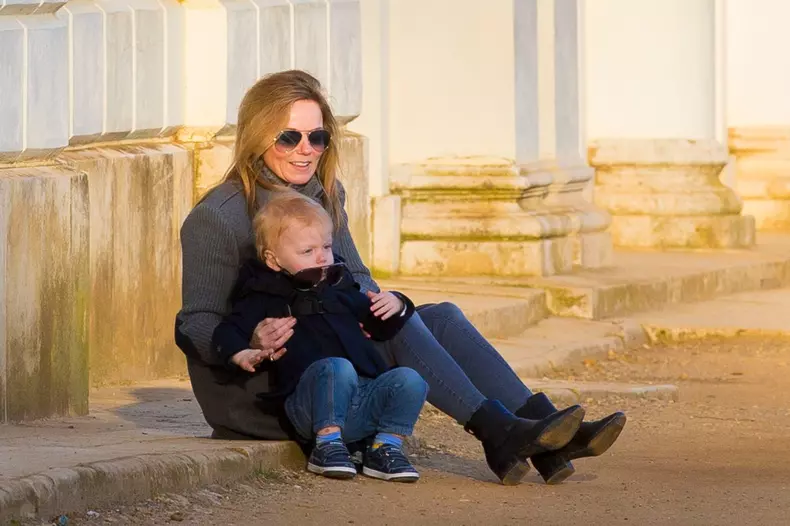EXCLUSIVE: Spice Girl Geri Horner takes son Monty on a tractor ride and fun day out in the park, amid claims the band turned down an '£80 million offer to tour America'
