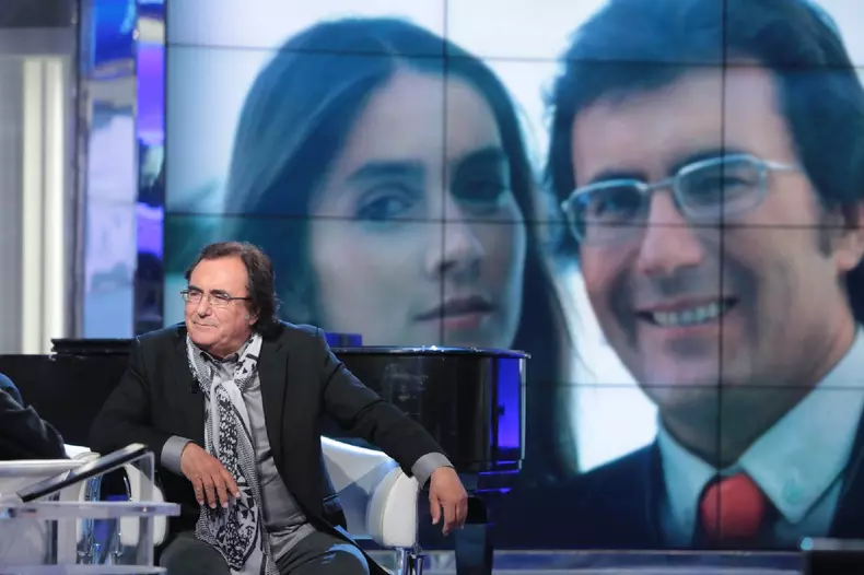 Al Bano Carrisi with his mother guests atItalian TV Show - Porta a Porta