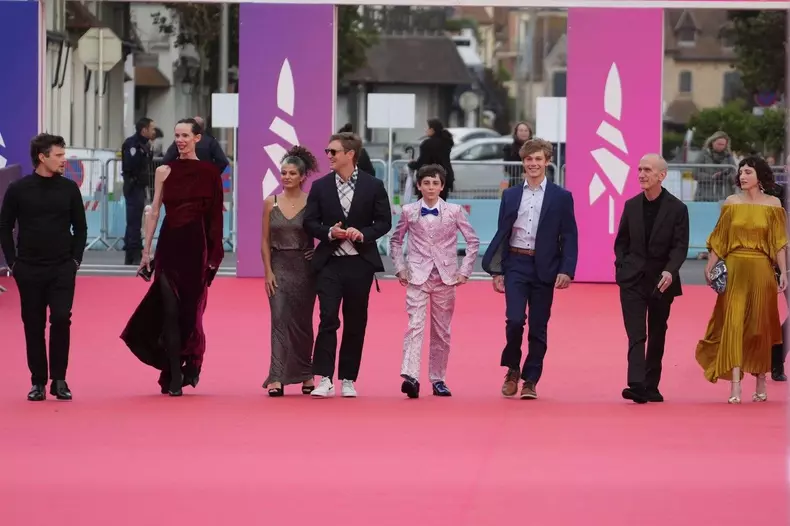 Deauville, France. 09th Sep, 2024. Clayton Royal Johnson, Christa Boarini, Todd Wiseman Jr, Kue Miller Lawrence, Hudson Meek, Christina Brucato, Michael Sean Tighe, Eugenie Bondurant attending the premiere of the movie A Different Man during the 50th Amer