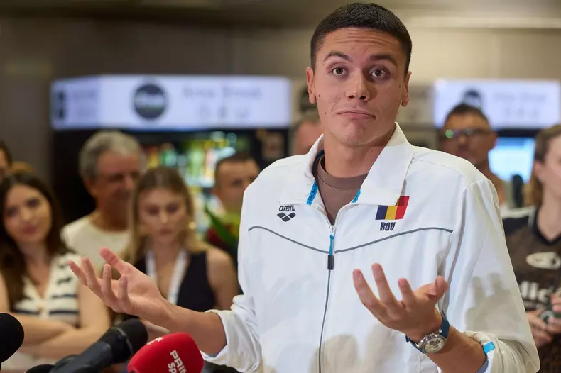 Double Gold Hero Swimmer David Popovici Back in Romania, Otopeni, Ilfov - 03 Aug 2025