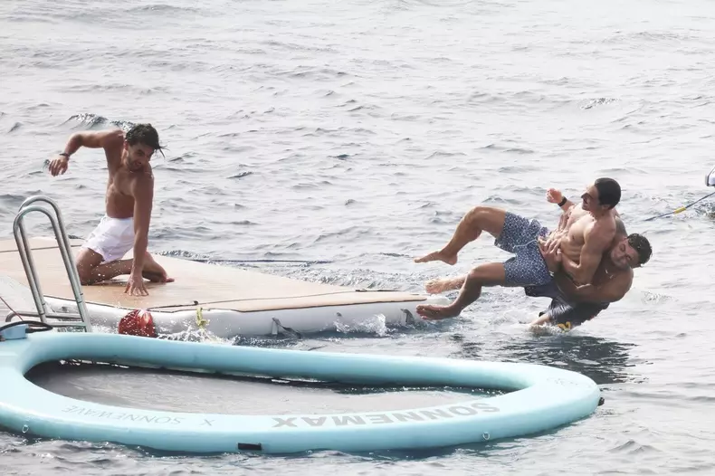 FIFA World Cup champions Ferran Torres, Marcos Llorente and Marc Pubill on the boat in Formentera