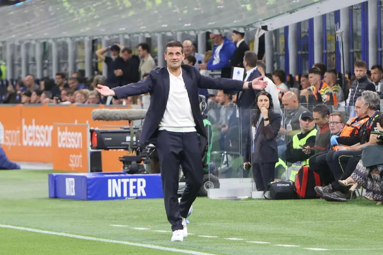 Milano Inter MilanÕs head coach Cristian Chivu    during the Serie A  soccer match between Inter and Parma  at the Giuseppe Meazza stadium in Milan, north Italy May 3 2026 Sport - Soccer. (Photo by Antonio Saia)