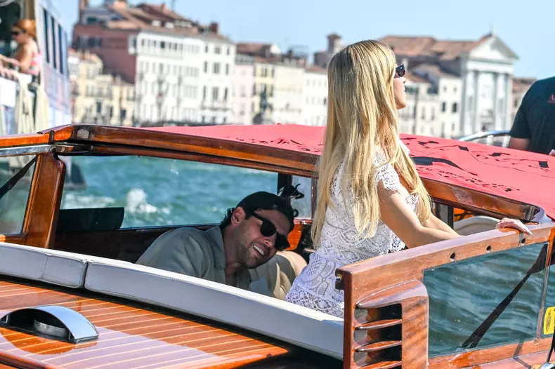 Sydney Sweeney photographed with her boyfriend Scooter Braun as they depart Venice during the 83rd Venice Film Festival