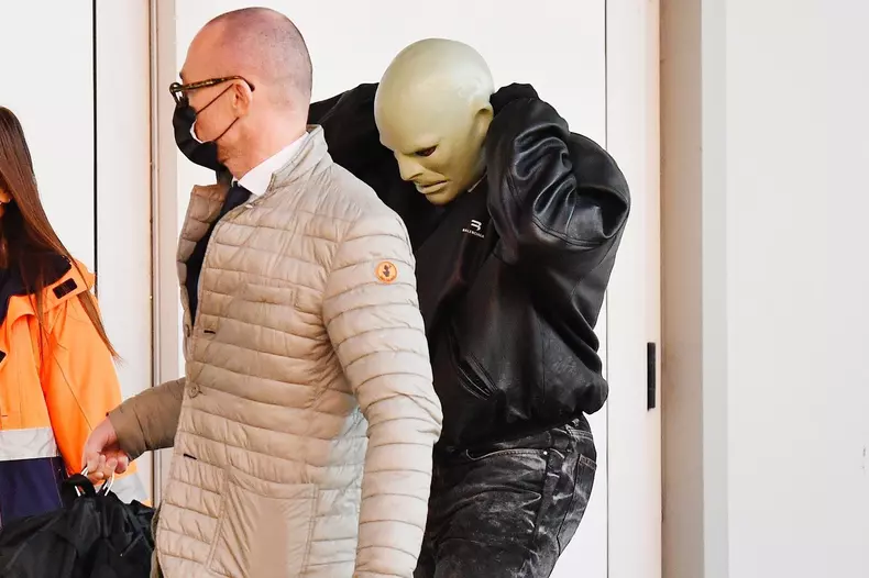 *EXCLUSIVE* *WEB MUST CALL FOR PRICING* Kanye West goes undercover the morning after attending the wedding of Géraldine Guyot and Alexandre Arnault.