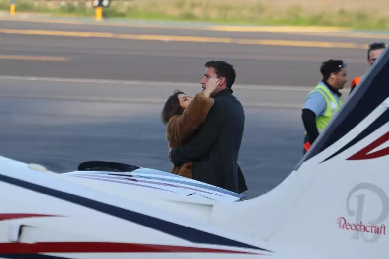 *EXCLUSIVE* Ben Affleck and Jennifer Lopez pack on the PDA as her pilot waits ahead of a flight out of LA