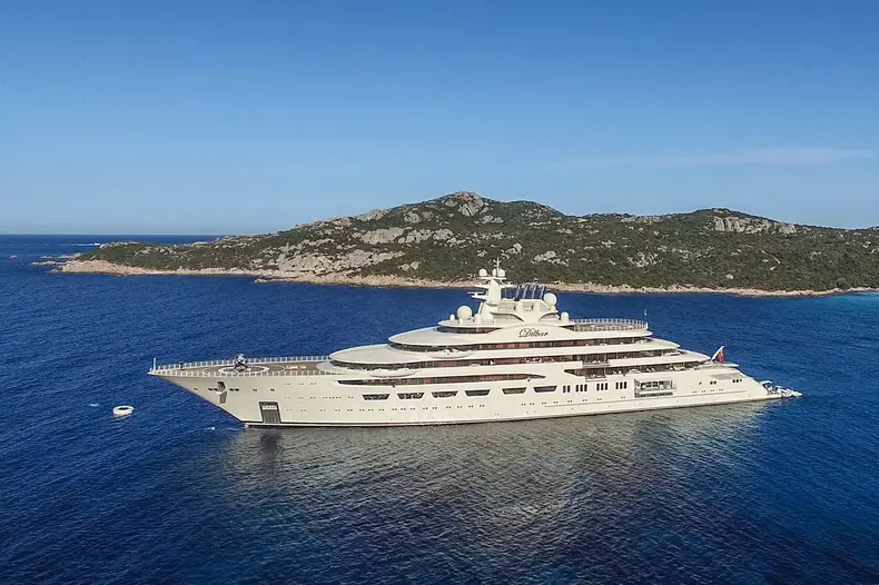 New giga yacht Dilmar 2 spotted in Sardinia during her first tri