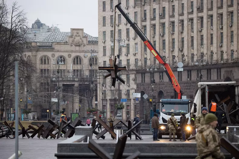 Barricades Are Set Up In Central City - Kyiv