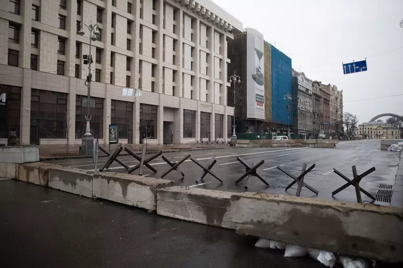 Barricades Are Set Up In Central City - Kyiv