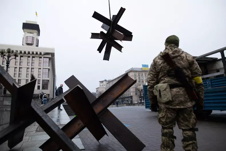 Barricades Are Set Up In Central City - Kyiv