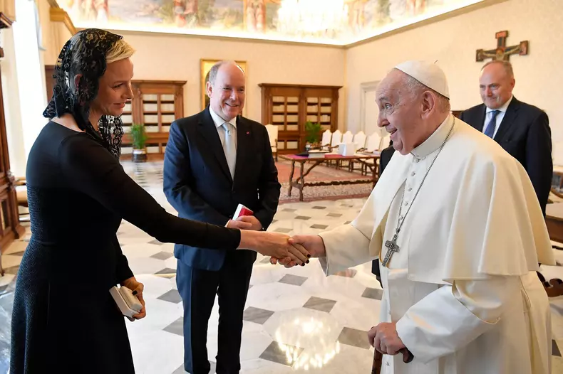 Pope Francis Meets Prince Albert II Of Monaco And His Wife Princess Charlene