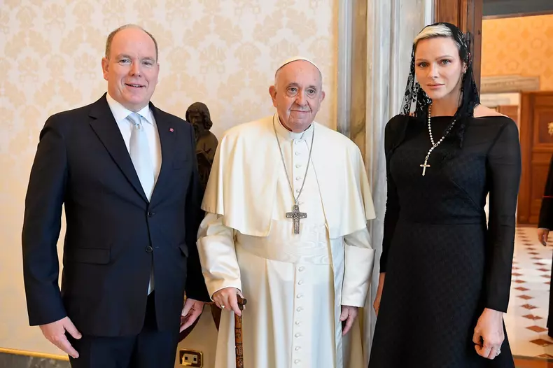 Pope Francis Meets Prince Albert II Of Monaco And His Wife Princess Charlene