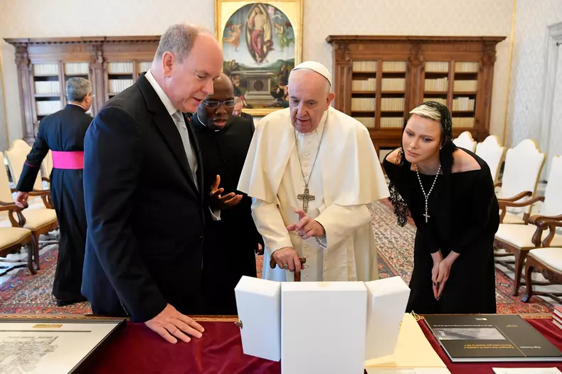 Pope Francis Meets Prince Albert II Of Monaco And His Wife Princess Charlene