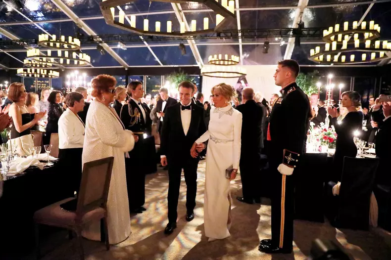 Prises de parole lors du dîner d'état à la Maison Blanche offert par le président des Etats-Unis à l'occasion de la visite d'état du président Emmanuel Macron et de la première dame Brigitte Macron