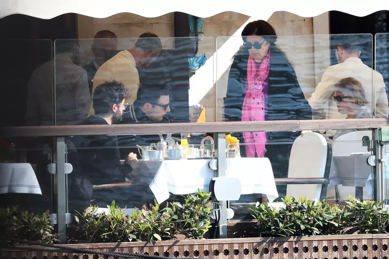 *EXCLUSIVE* The French businesswoman and philanthropist Francoise Bettencourt Meyers with her husband Jean-Pierre Meyers and sons out on their Italian holidays in Venice.