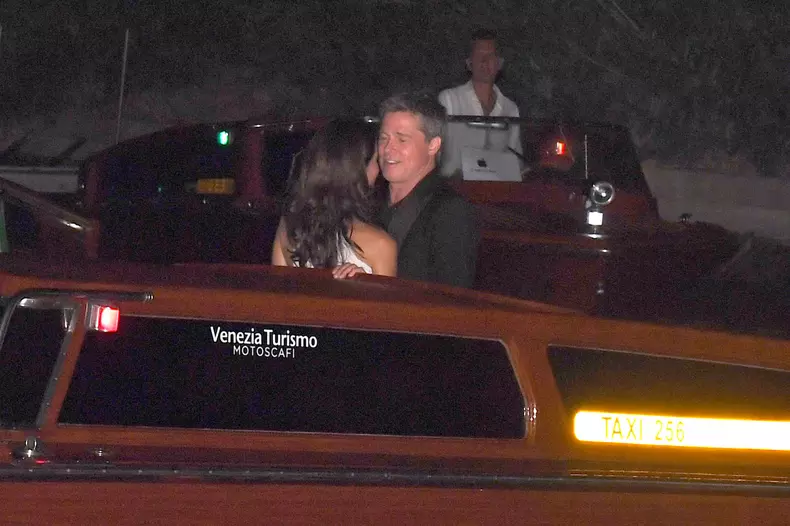EXCLUSIVE: George Clooney, Amal Clooney, Ines De Ramon, And Brad Pitt Depart Hotel Excelsior After "Wolfs" Red Carpet At 81st Venice International Film Festival - 1 Sep 2024