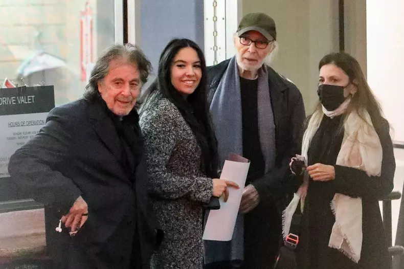 *EXCLUSIVE* The GoodFather: Expectant Parents Al Pacino and Noor Alfallah Emerged Radiant from a Dinner Date with friends on April 8th, 2023.