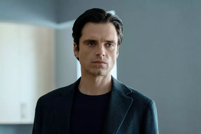 USA. Sebastian Stan in the (C)Apple TV+ new film : Sharper (2023). Plot: A con artist takes on Manhattan's billionaires. Ref: LMK106-J8811-280223Supplied by LMKMEDIA. Editorial Only.Landmark Media is not the copyright owner of these Film or TV stills