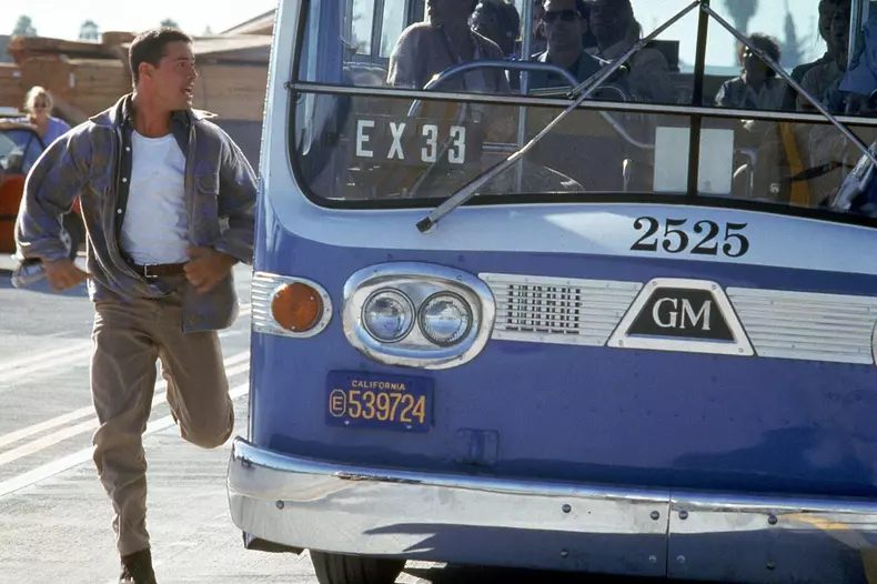 Speed is a 1994 American action thriller film directed by Jan de Bont in his feature film directorial debut. The film stars Keanu Reeves, Dennis Hopper, Sandra Bullock, Joe Morton, and Jeff Daniels.This photograph is for editorial use only and is the c