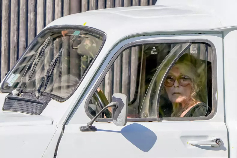 PREMIUM EXCLUSIVE: *NO WEB UNTIL 930AM EDT 8TH OCT* Extremely-rare sighting of movie icon Brigitte Bardot as she’s spotted on her 89th birthday driving her aging white mini van from her ocean-front villa a few miles outside St Tropez.
