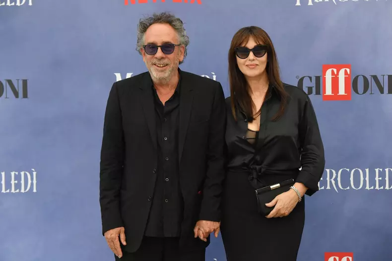 Tim Burton And Monica Bellucci At Presentation Of Wednesday Season 2 - Italy