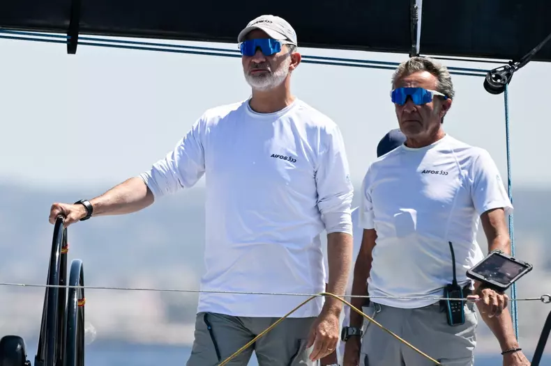 King Felipe VI joins the race at the King's Cup sailing competition in Mallorca