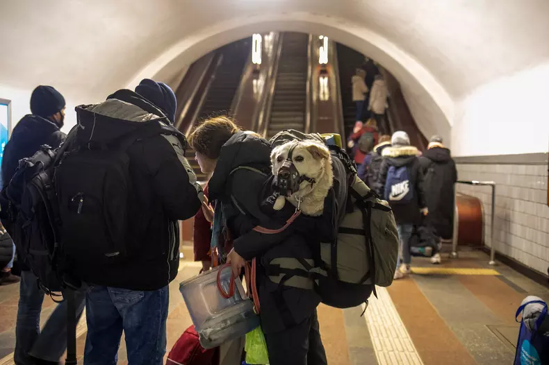 Ukrainians Use Kyiv Subway and Train Station as Bomb Shelter