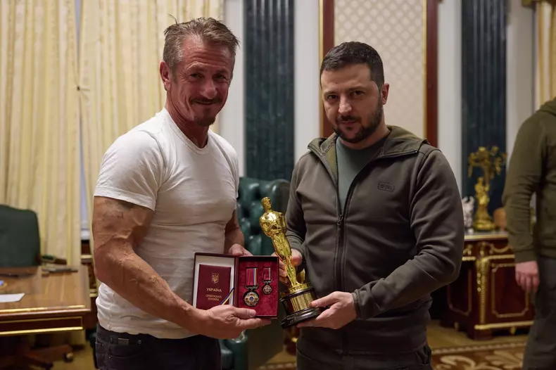 Ukraine Meeting of Volodymyr Zelenskyy and Sean Penn in Kyiv