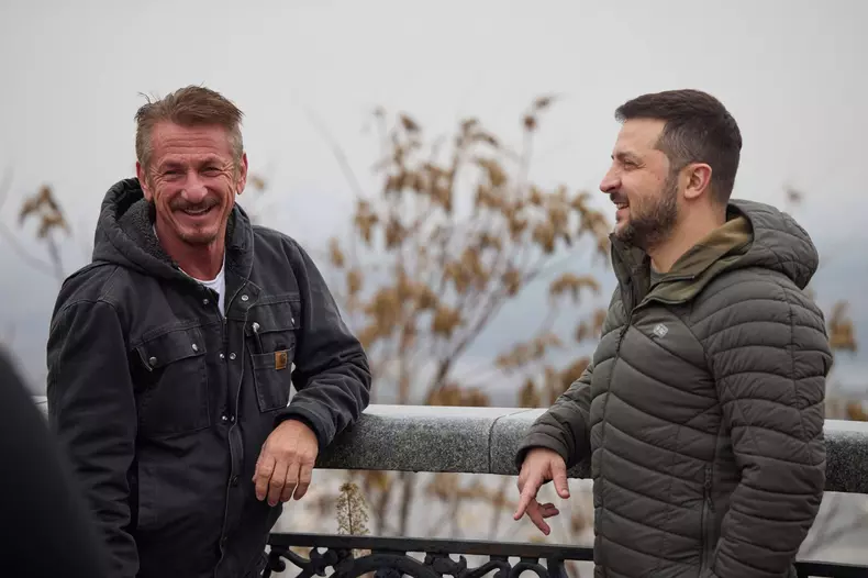 Ukraine Meeting of Volodymyr Zelenskyy and Sean Penn in Kyiv