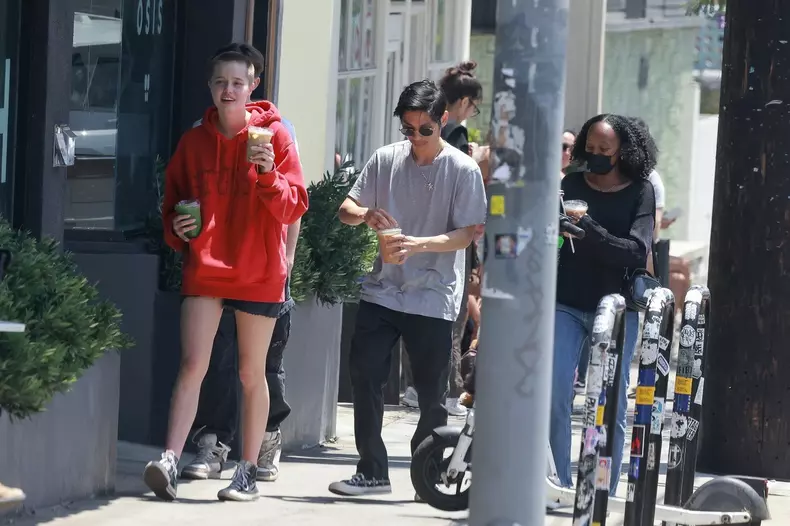 *EXCLUSIVE* Angelina Jolie and Brad Pitt's kids step out for coffee together