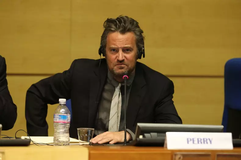 *EXCLUSIVE* *STOCK IMAGES* Friends star Matthew Perry attends a Testimonial against drugs and alcohol a the Classroom Magna Administration of the National School of Rome *TAKEN ON THE 18/12/2013*