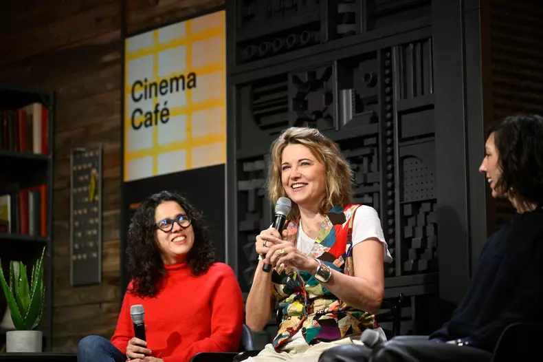 Cinema Cafe 4, Lucy Lawless, Lana Wilson, and Carla Gutierrez, Sundance Film Festival, Park City, Utah, USA - 23 Jan 2024