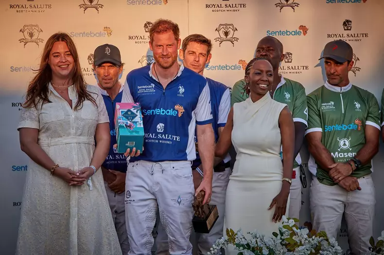 Wellington, Florida, USA. 12th April 2024. Prince Harry, The Duke of Sussex, Co-Founding Patron of Sentebale, play on the Royal Salute Sentebale Team, against the Grand Champions Team captained by his long-time friend and the charitys ambassador, Argentin