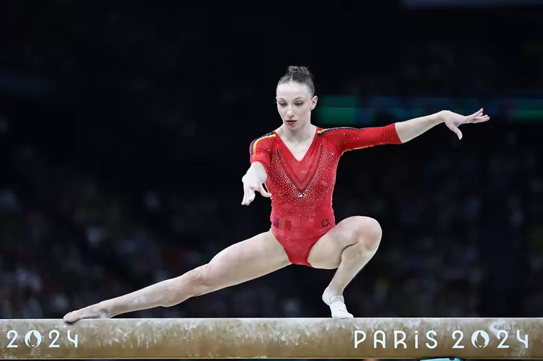 Ana Barbosu, ROU, during all-around final at 2024 Olympic Games, Olympische Spiele, Olympia, OS in Paris-Bercy; 01/08/20