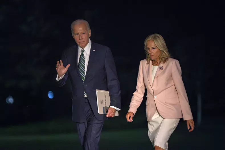 President Biden and First Lady Jill Biden arrive at the White House after New Orleans, Louisiana trip