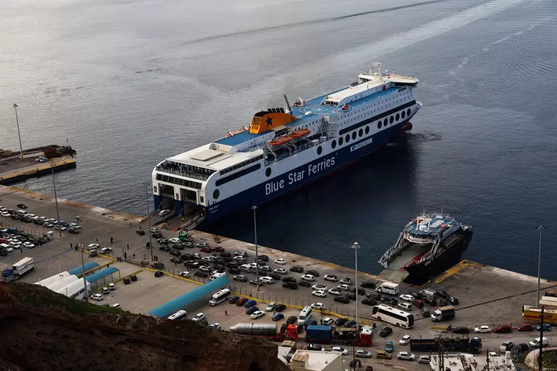Frequent earthquakes have caused tourists and local residents to leave the island of Santorini, Greece - 03 Feb 2025