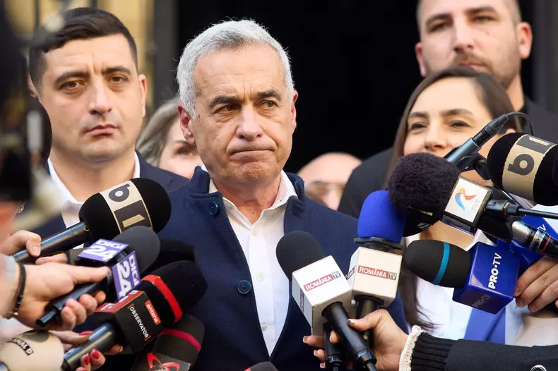 Bucharest, Romania. 7th Mar, 2025: Far-right ultranationalist Calin Georgescu, candidate for the 2025 Romanian presidential elections, speaks after submitting his candidacy at the Central Electoral Bureau. Georgescu is under judicial control and is being