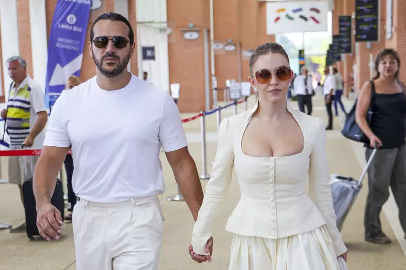 Sydney Sweeney and fiancé Jonathan Davino leave Venice hand in hand in style